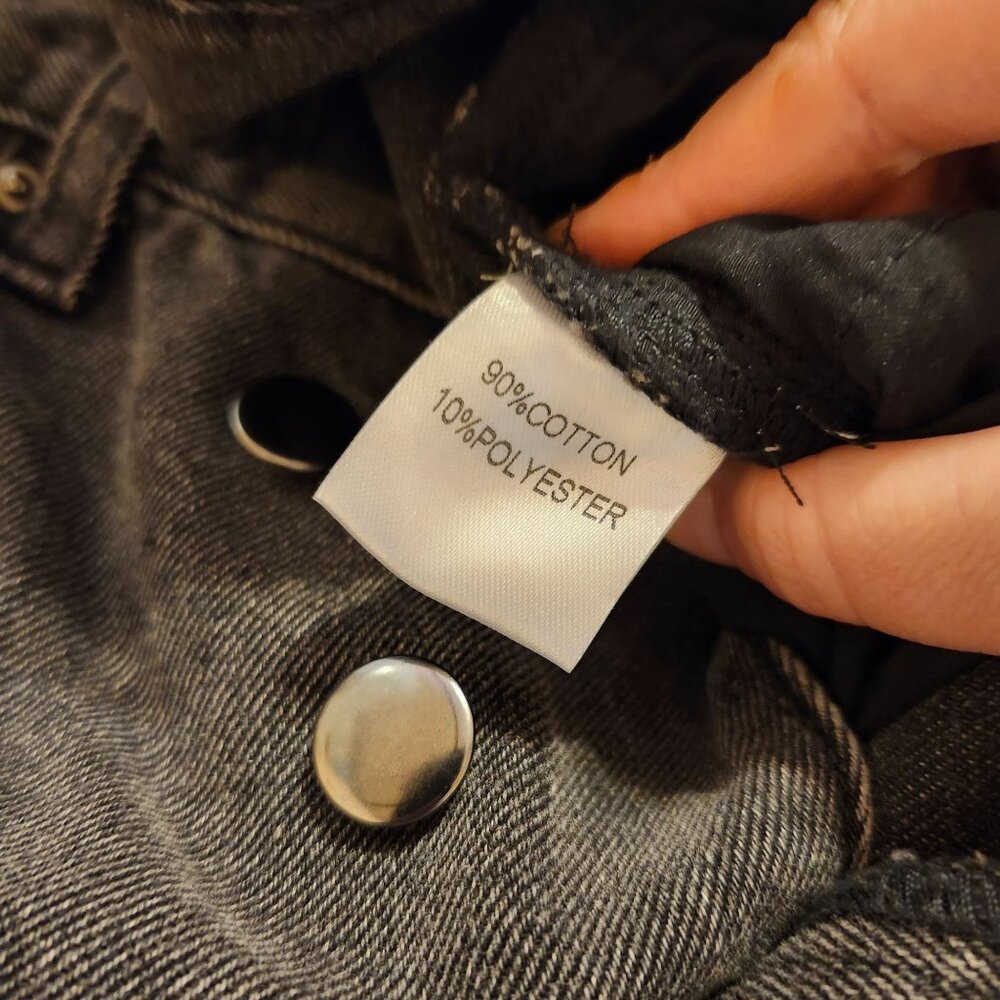Micas Women's Size Large Asymmetric Waist Straight Leg Jeans Dark Grey New - Picture 8 of 10